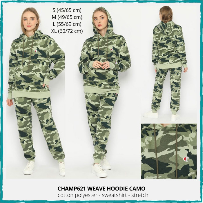 Hoodie Wanita Champion 621 Weave Hoodie Camo