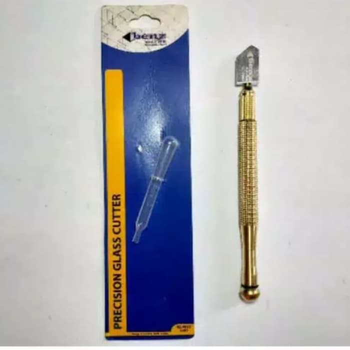 Pisau Potong Kaca Gagang Besi / Alat Pemotong Kaca / Glass Cutter Gold MERK RANDOM