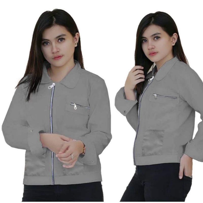 Jaket polan Zipper-jaket wanita masakini gaya korean.variasi Zipper nyaman dipakai