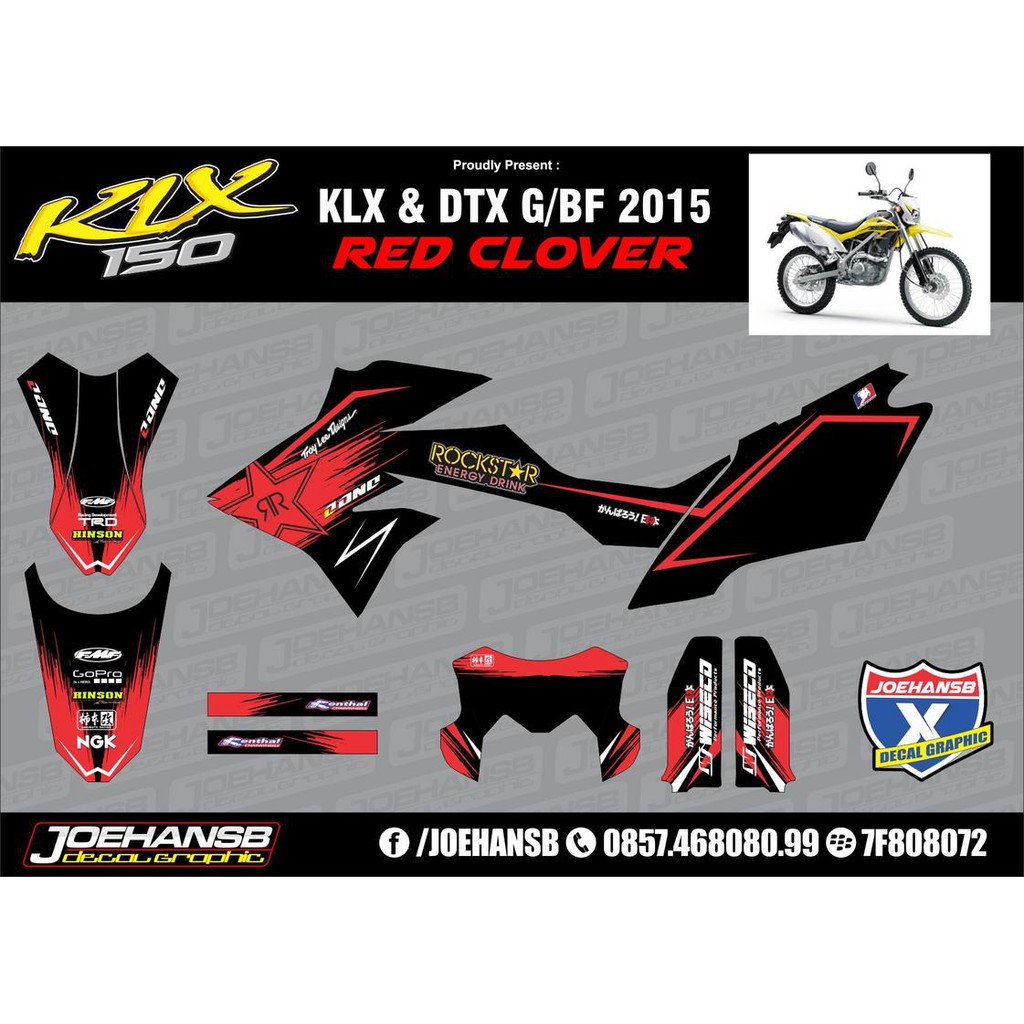 Decal Klx Bf 150cc Full Body Stiker Motor Klx Bf 150cc Full Costum Rockstar Merah Shopee Indonesia