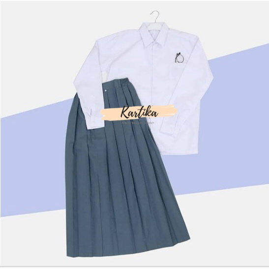 

SERAGAM SEKOLAH Rok Panjang Rempel Lipit SMP/SMA/Kuliah/Pembina/Kerja Bahan Drill Super