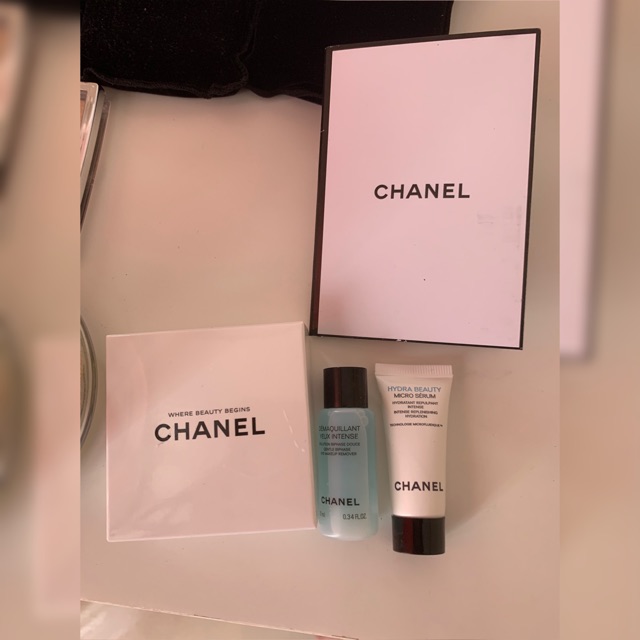 Chanel hydra beauty micro serum and eye makeup remover Sample Set