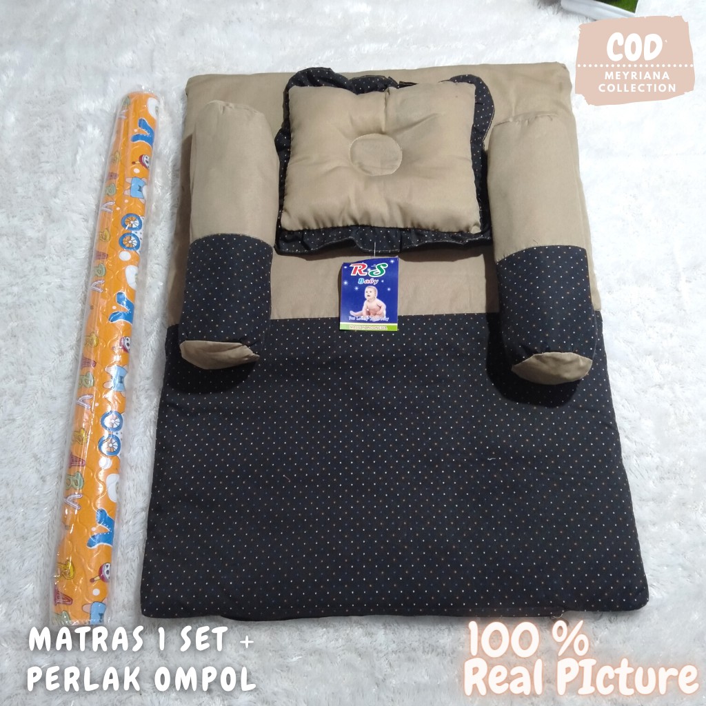 Kasur Matras Bayi Praktis Lipat Set Bantal Guling Bayi dan Perlak Tikar Ompol Bayi Satu Set