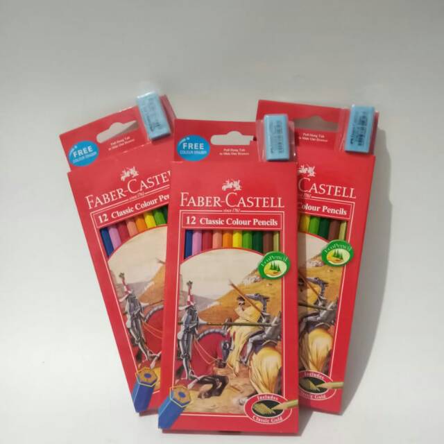 

Pensil warna Faber Castell isi 12 (Panjang) free colour eraser