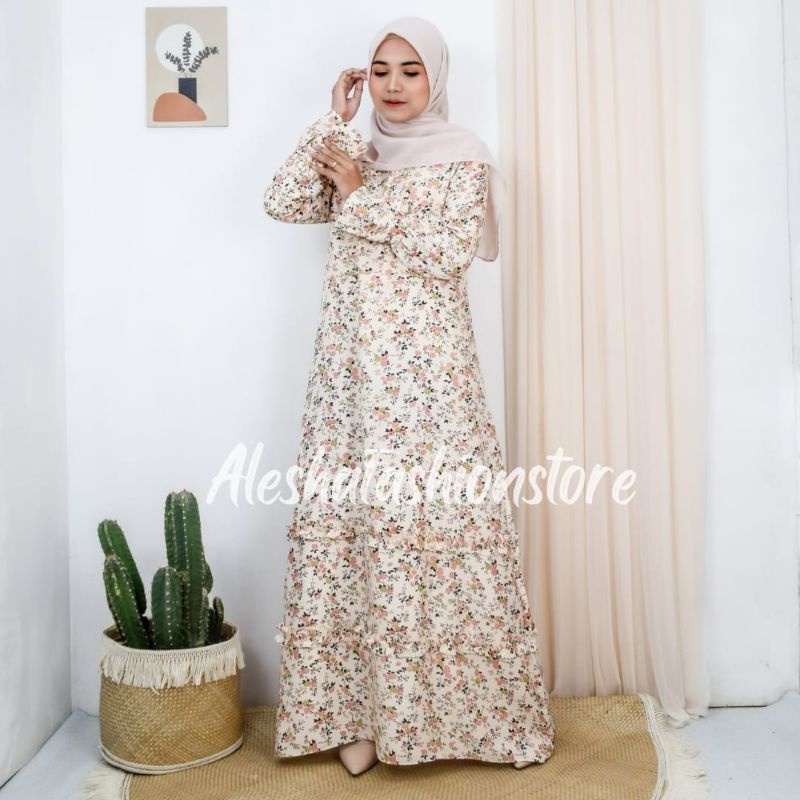 Renata Maxy Dress / Size M - L - XL / Gamis Remaja dan Dewasa / Gamis Motif Bunga / Gamis kekinian 2022