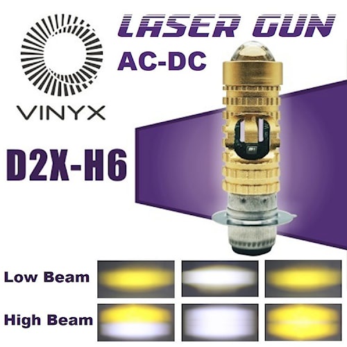 Lampu Depan Motor LED Lampu Utama Led Laser Gun Motor AC DC Lasergun H6 H4 VINYX CSP D