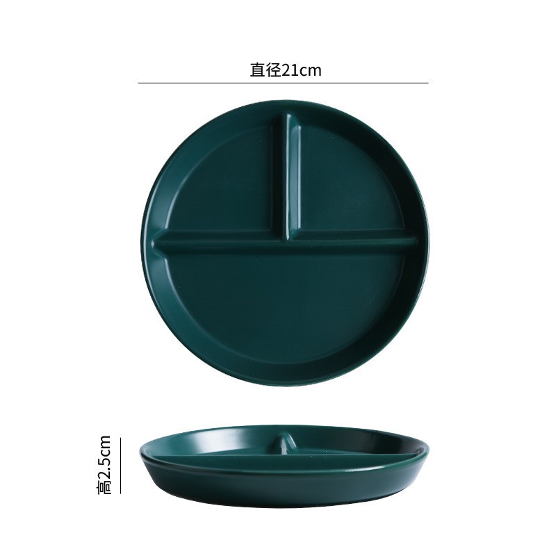 PP 28 Piring Keramik Skat Matte Porselin Piring datar Bulat Japan Korea Western Style Impor-Green