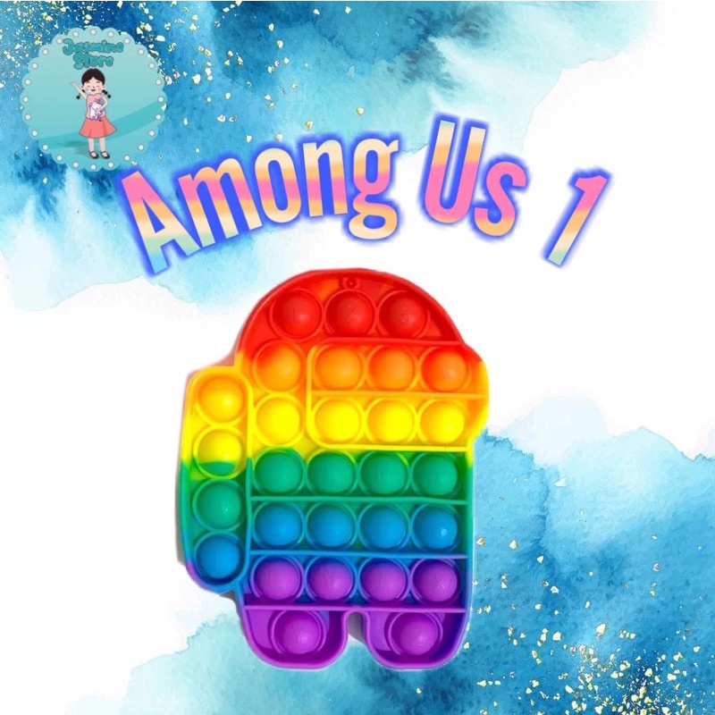 Ready Pop It Rainbow Murah/Fidget Pop It Rainbow Free Kelereng/Free Bonus-Among Us 1