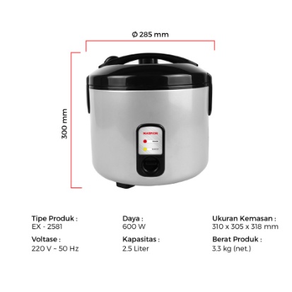 Magic com Maspion EX2581 Rice Cooker Kapasitas 2,5Liter