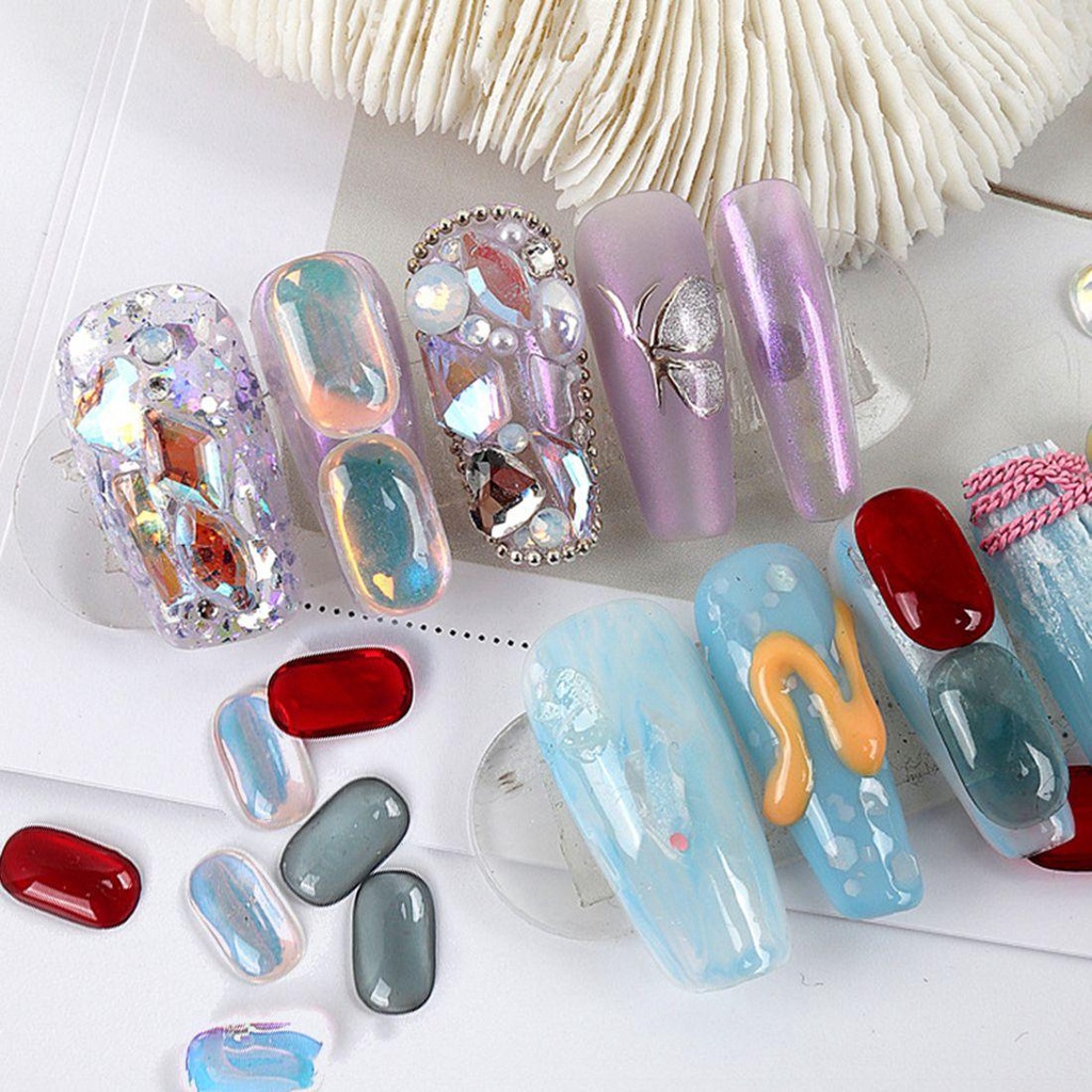 Mxbeauty Aurora Hiasan Kuku Warna-Warni 30 Pcs Jelly DIY Resin Manicure Aksesoris Flatback Kristal Nail Art Rhinestones