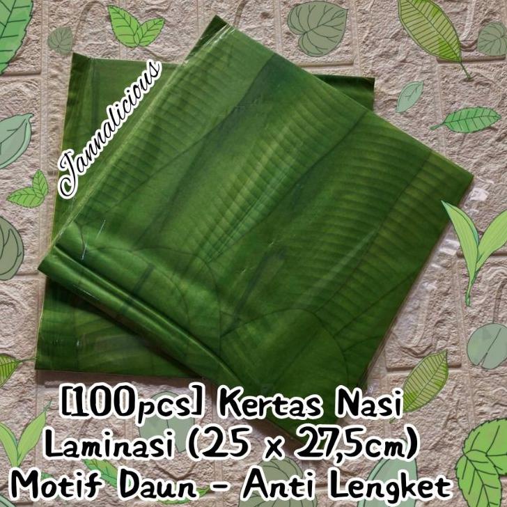 

00MT Kertas Nasi Laminasi Anti Lengket ~ Motif Daun Pisang Uk. 25x27,5cm ☋ (Ready)