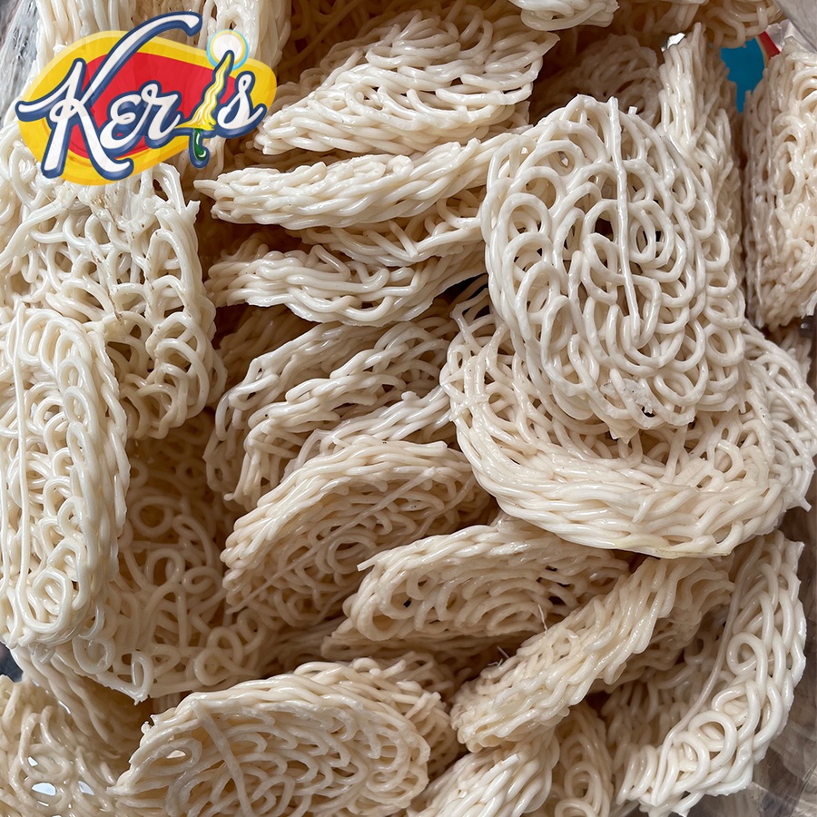 

Kerupuk Rante Jumbo Keris Putih 250gr / Kerupuk Keriting Jumbo Putih