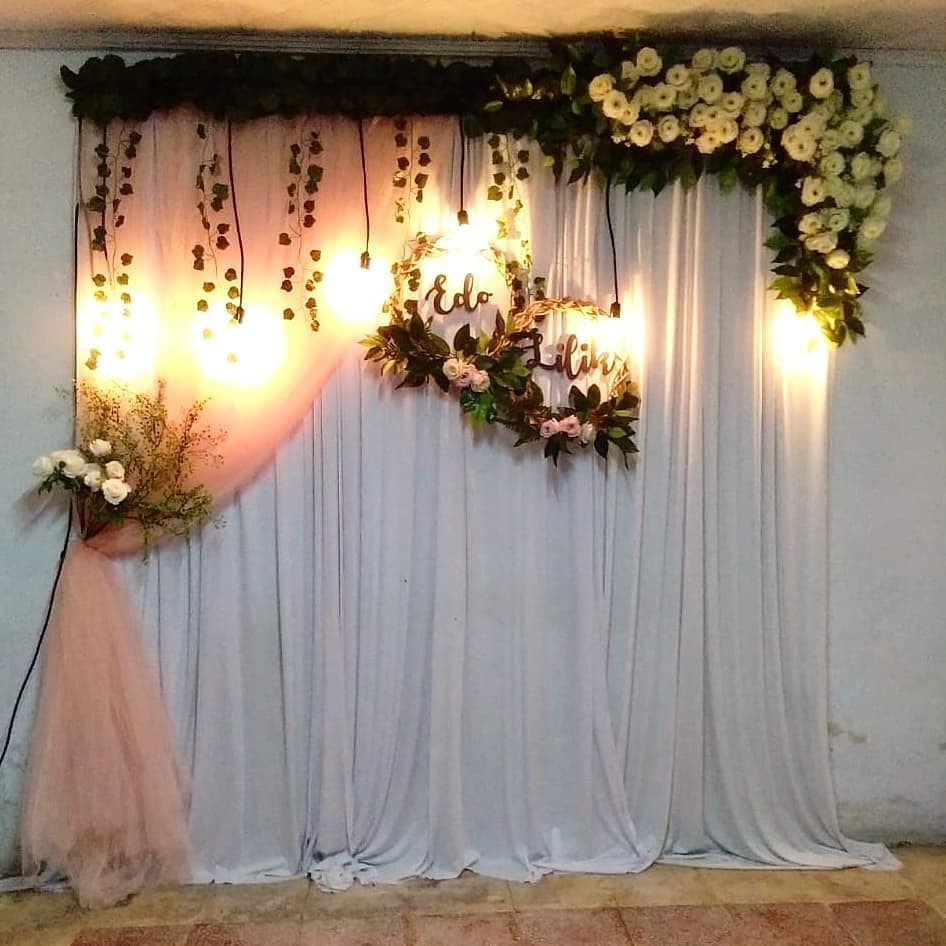 (BACKDROP TEMPEL TEMBOK) Dekorasi Lamaran, Backdrop Akad, Photobooth murah-SEWA