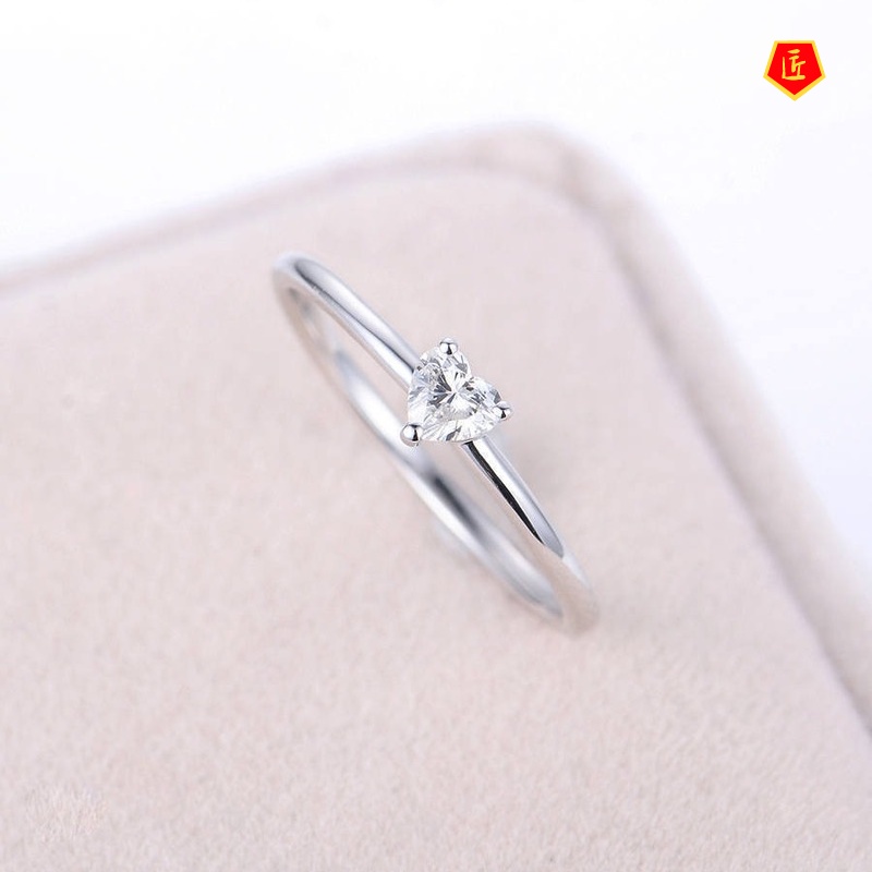 [Ready Stock]Simple Personality Heart-Shaped Diamond Ring