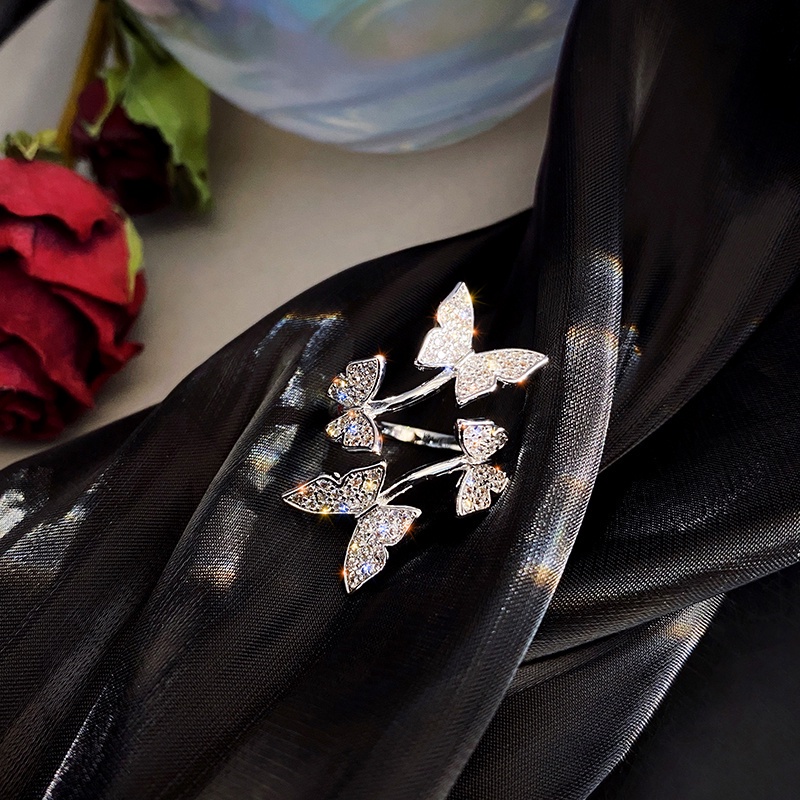 Butterfly Cincin Jari Telunjuk Model Terbuka Desain Kupu-Kupu Untuk Wanita