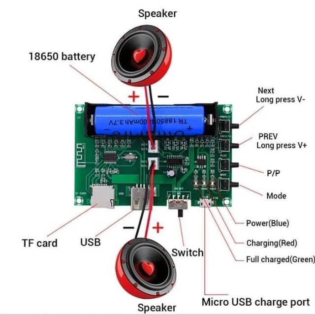 Pam8403 kit class d stereo amplifier bluetooth usb battery