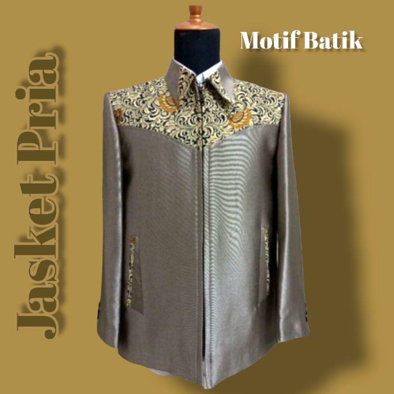 Jasket pria / jasket motif batik / jas warna gold