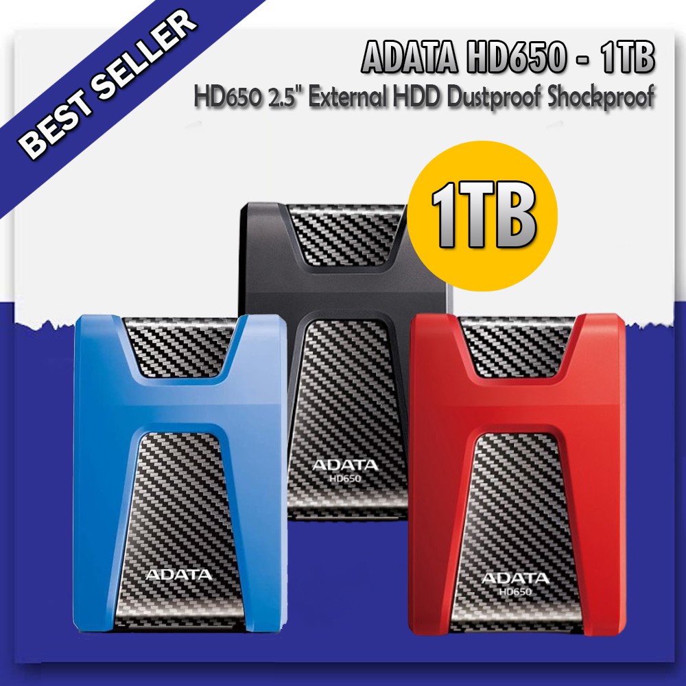 Hardisk Eksternal HD650 Antishock Adata Waterproof USB 3.0 2.5&quot;