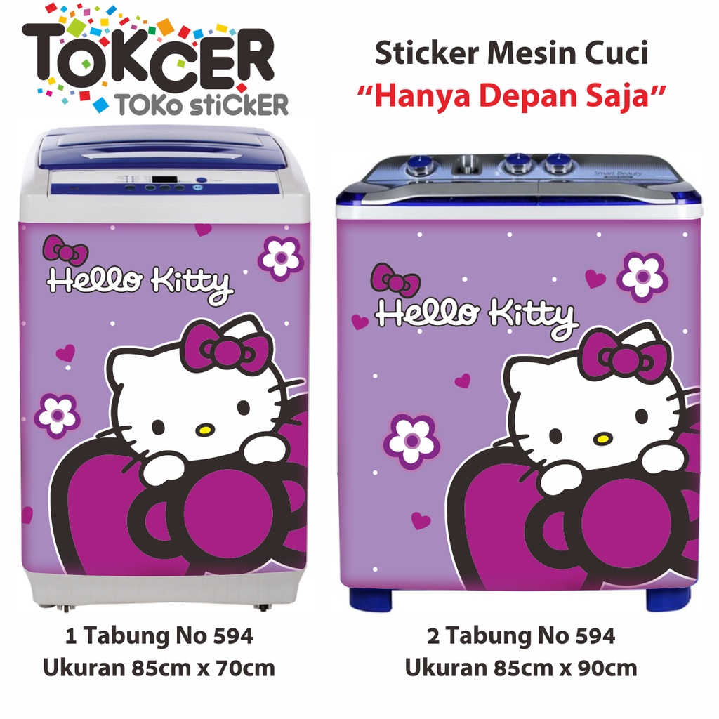 Stiker Mesin Cuci 1 Tabung atau 2 Tabung MOTIF Hello Kitty