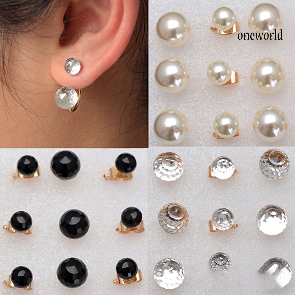 OW@ Earrings Double Balls Design Lightweight Piercing Easily Match Dangle Earrings for Party