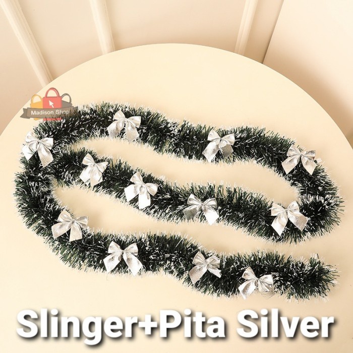 

Slinger Natal Paket Pita Murah Dekorasi Natal Hiasan Garland Parsel - SLINGER +SILVER