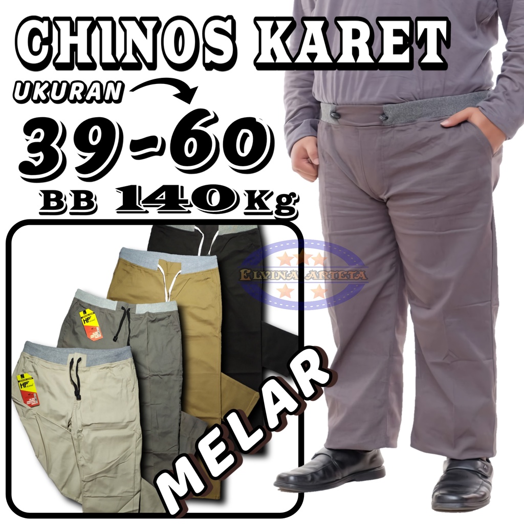 Celana Chino Rip Panjang Pria Jumbo Big Size 39-50 Casual Distro Premium Pinggang Karet