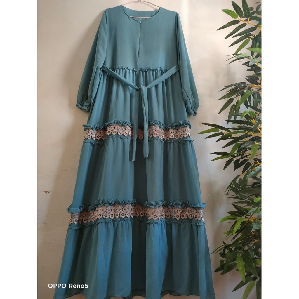 Gamis Ceruty Renda Kriwil / Gamis Saja / Gamis Terbaru 2021 / Gamis Terlaris Ceruty