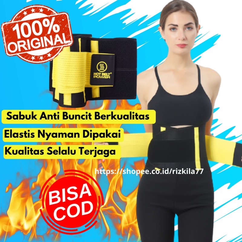 Sabuk Pelangsing Perut Hot Shaper Power Belt Alat Pelangsing Tubuh Korset Wanita Bahan Neotex