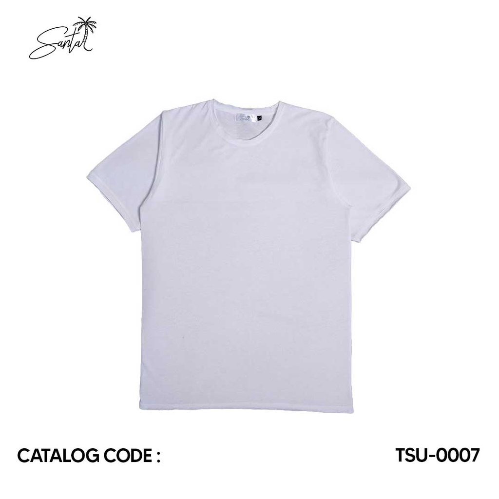 Santai T-shirt Basic Unfinished Putih Bluish Pria Wanita ( TSU-0007 )