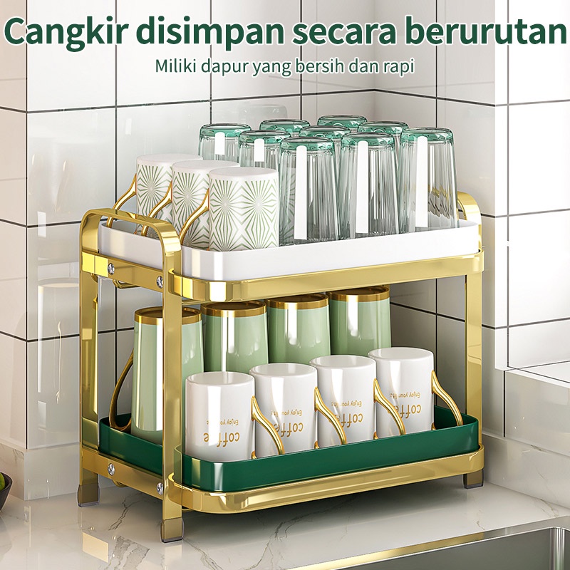 Kopi Gelas Mug Drainer Rak Mug Pemegang Dapur Rak Cangkir Pemegang Cangkir Penyimpanan Cangkir Rak Tray Penyimpanan