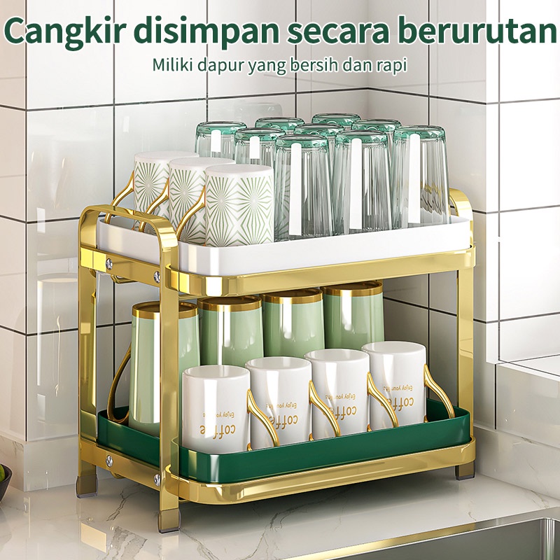 Hadiah Natal Rak Cangkir Rak Penyimpanan Dapur Cangkir Kopi Rak Kaca Rak Pembuangan