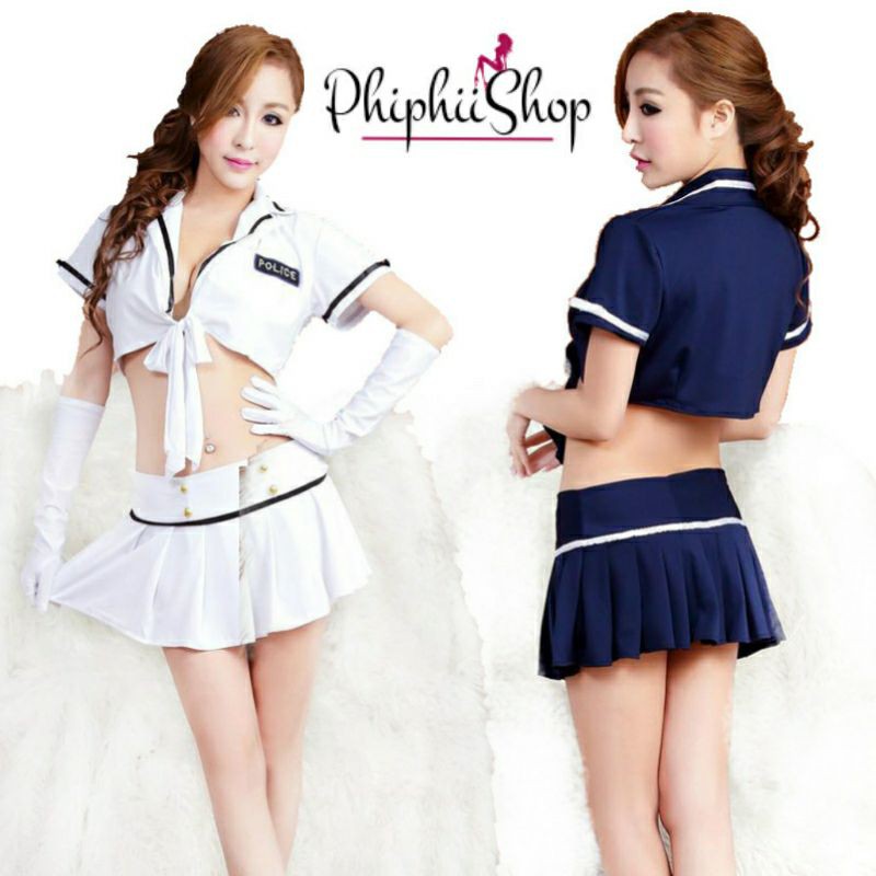 《Phiphii》Sexy Costume Lingerie Kostum Set Cosplay Setelan Seragam Polisi Seksi