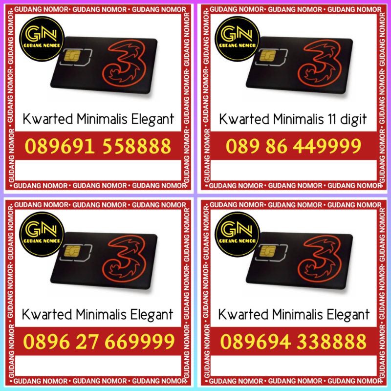 Nomor Cantik Tri Three 9999 8888 4G Lte Murah | Kartu Perdana Three Tri Cantik 9999 8888 murah