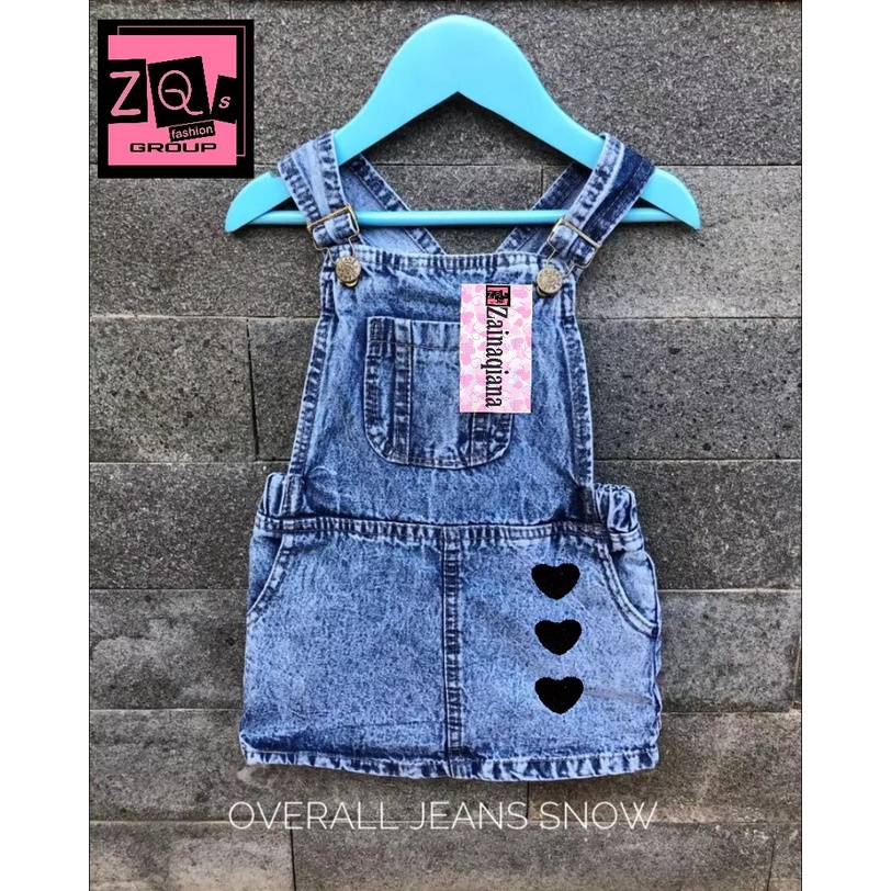 Overall Rok Sepan Jeans Anak Snow / Overall Anak Jeans Washed / Jumpsuit Jeans Anak