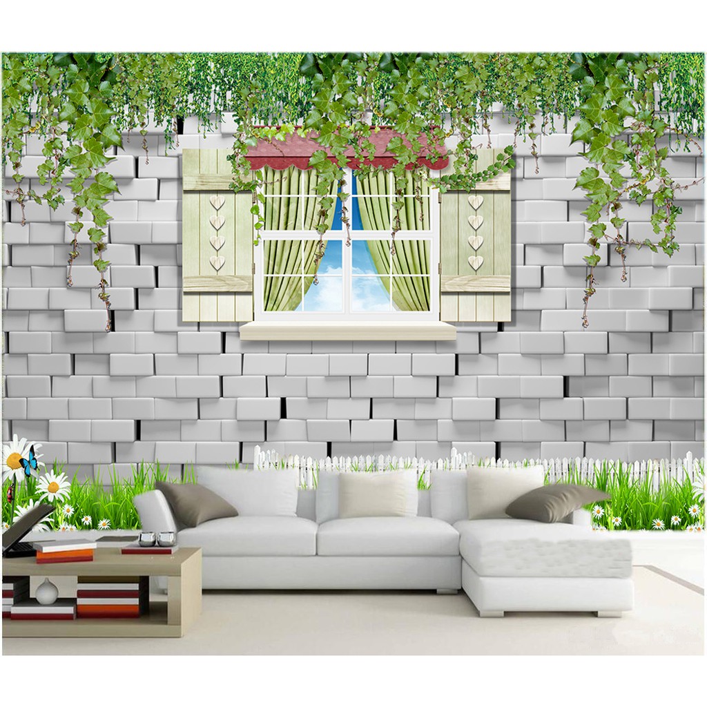 Wallpaper custom 3d murah tema tembok taman