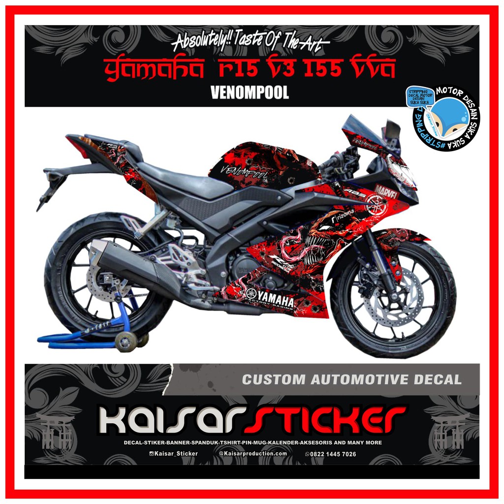 STICKER STRIPING STIKER DECAL MOTOR YAMAHA R15 V3 FULL BODY VENOM