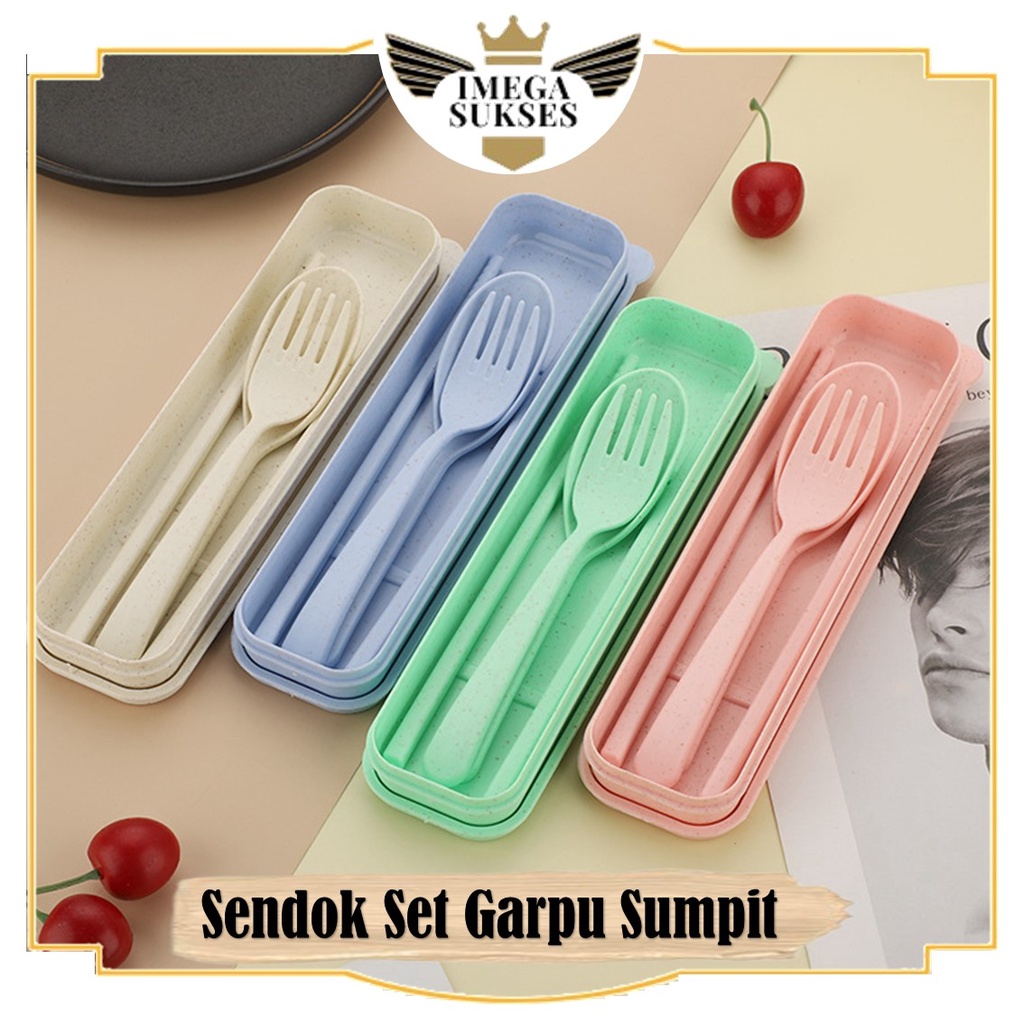 Jual Ims As Sendok Set Garpu Sumpit Sendok Set Bahan Jerami Kotak