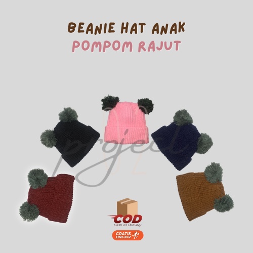Topi Kupluk Beanie Hat Anak Bayi Rajut Model Pompom