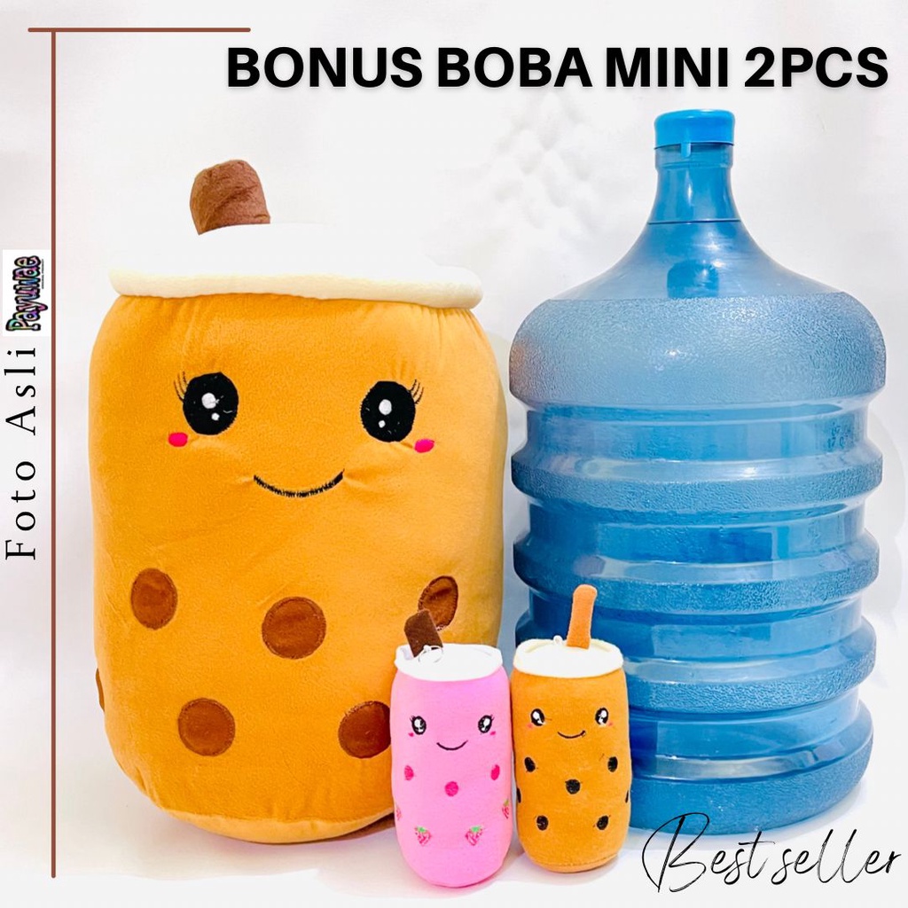 Boneka Boba Milk Tea Jumbo Tinggi 45cm Geratis Boba MIni 2pcs Mainan Boneka Boba Terlaris