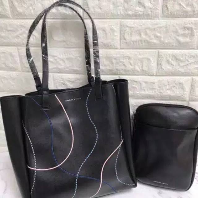 Cnk ck tas ori charles and keith tote bag with pounch