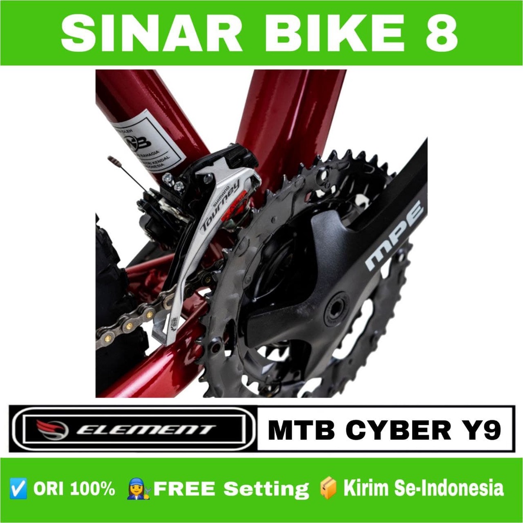 Sepeda Gunung Ukuran 27.5 Inch MTB ELEMENT CYBER Y9 3 x 9 Speed Hidrolik