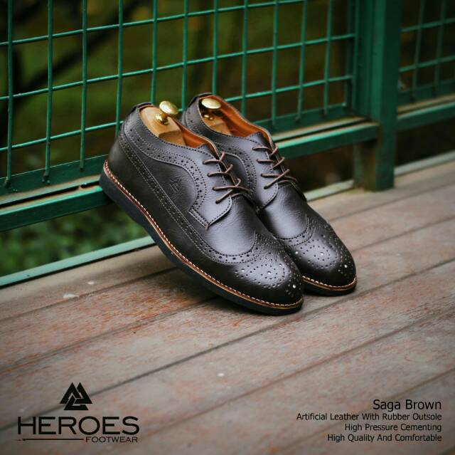 SAGA BLACK | FORIND x Heroes | Sepatu Pantofel Santai Kasual Kerja Kuliah