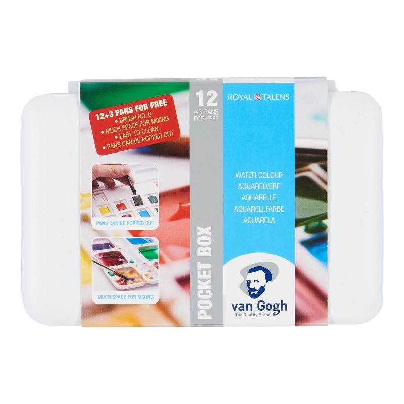 

van gogh Water Colour Pocket Box 12 Colours Half Pans + 3 Colours for Free