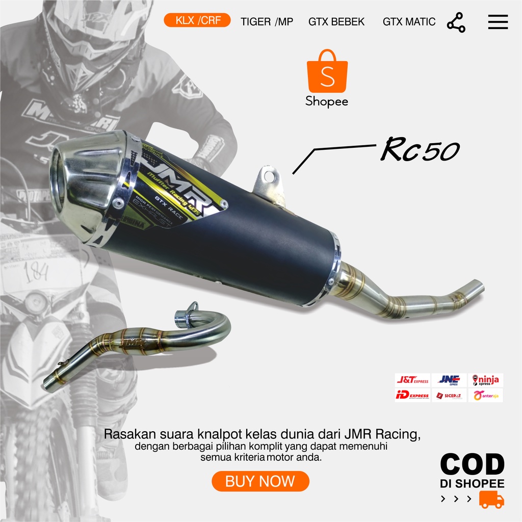 Knalpot Klx Crf Jmr racing 4156 type RC 50 black coating