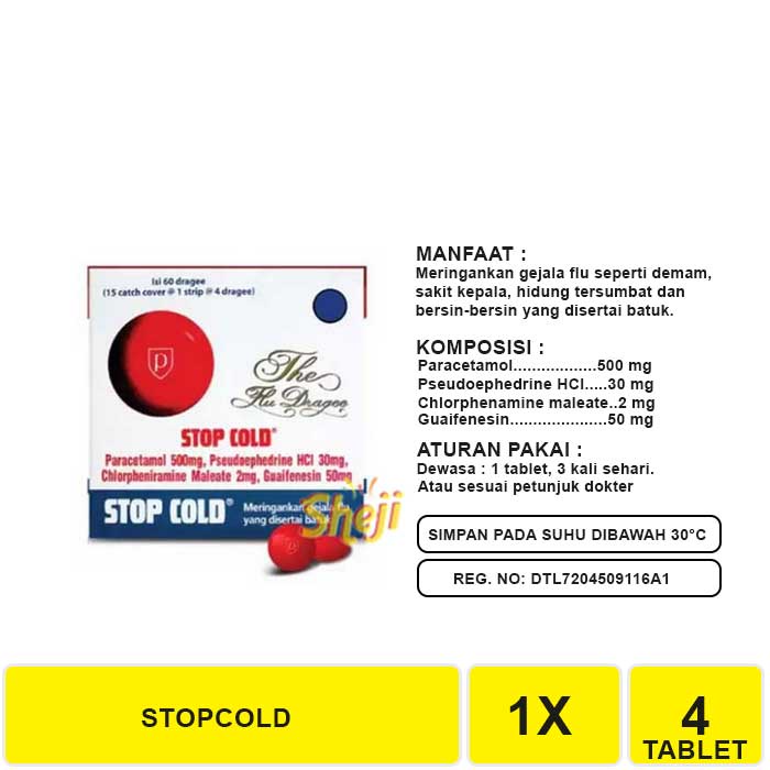 STOPCOLD 1 STRIP ISI 4 TABLET - MERINGANKAN GEJALA FLU YANG DISERTAI BATUK