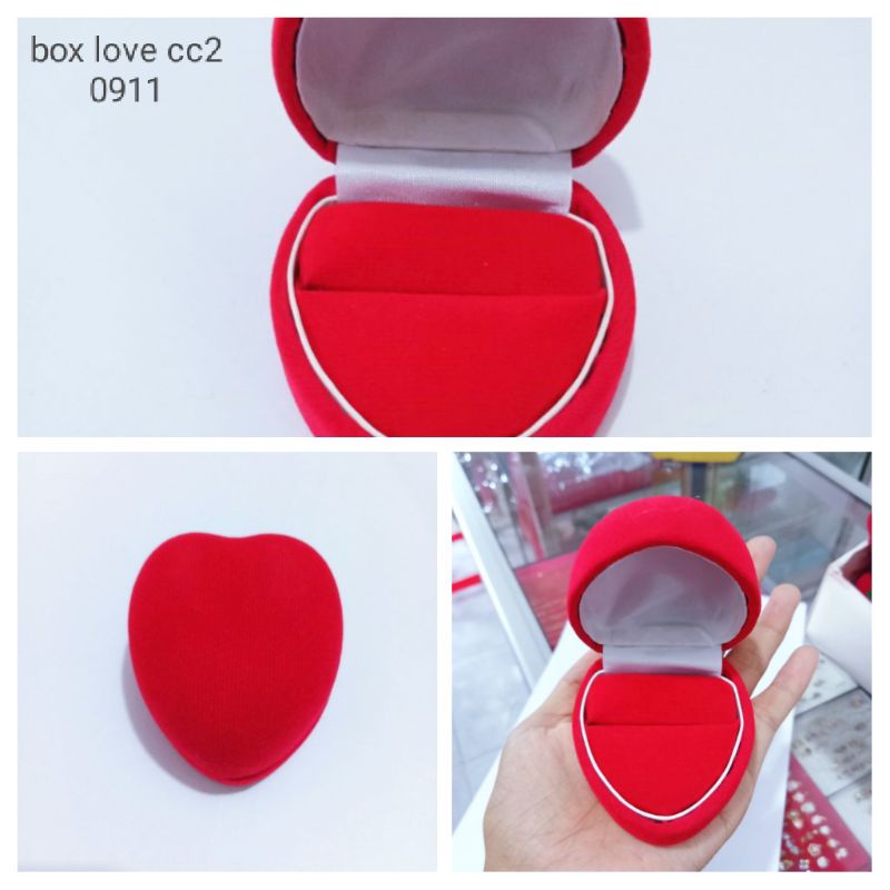 box bludru cincin tunangan box love/ tempat cincin/ kotak wadah cincin