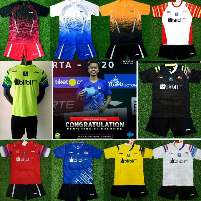 Baju Stelan Badminton L143 Baju Badminton Pria Kaos Baju Stelan Badminton L143 Baju Badminton Pria Kaos