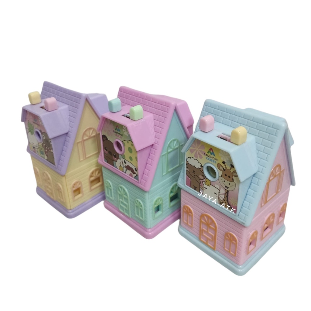 

RAUTAN SERUTAN PENSIL MEJA PUTAR ANAK MOTIF LUCU RUMAH ROTARY SHARPENER SZ-23