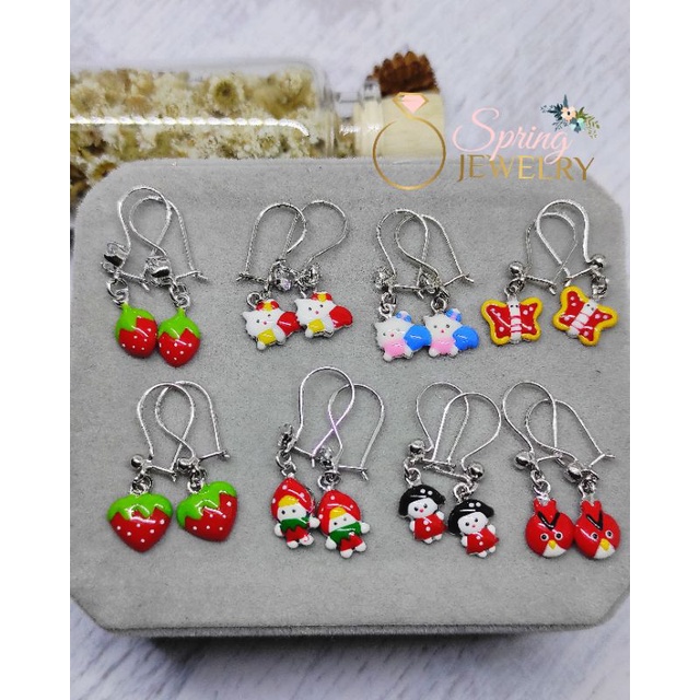 Anting Perak Anak Kait Boneka Cat Silver 925 Asli Lapis Emas Putih