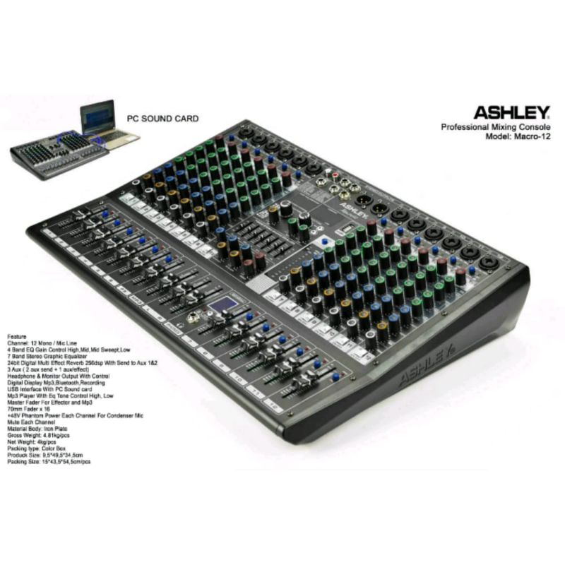 Mixer Audio Ashley Macro 12 Macro 12 Channel Original